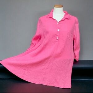 Match Point pink Aline linen tunic size small chest pockets fits medium